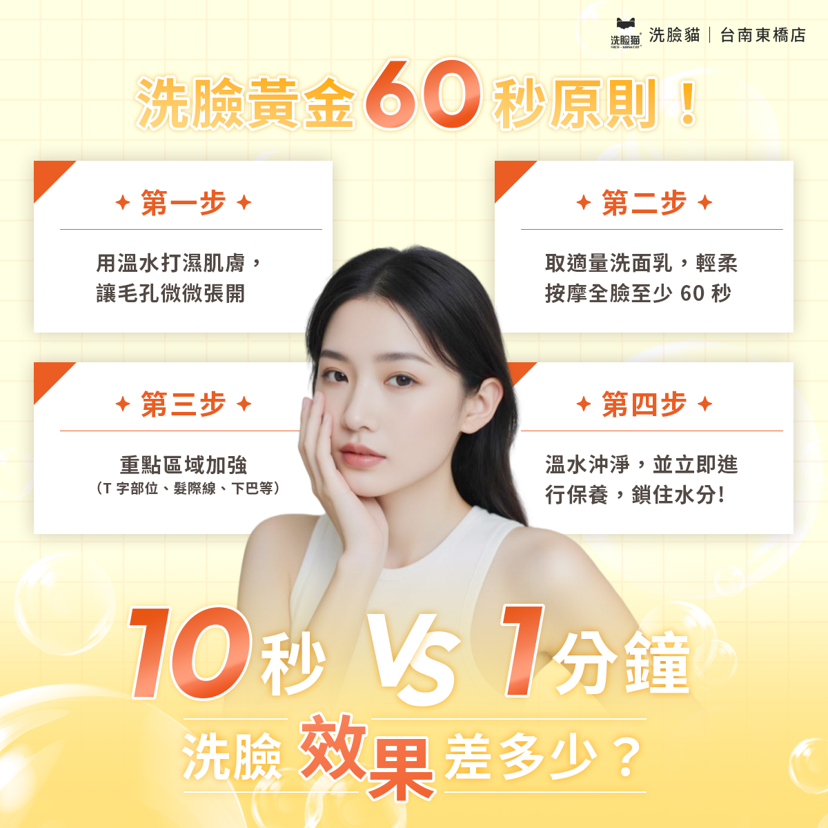 洗臉 10 秒 VS 1 分鐘，效果差多少？
